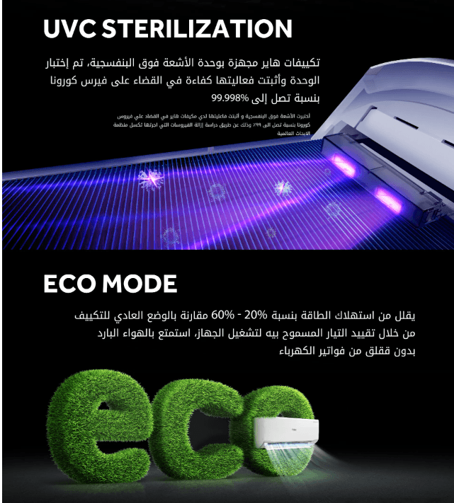 تكييف هاير سمارت ايكو انفرتر 1.5 حصان بارد فقط